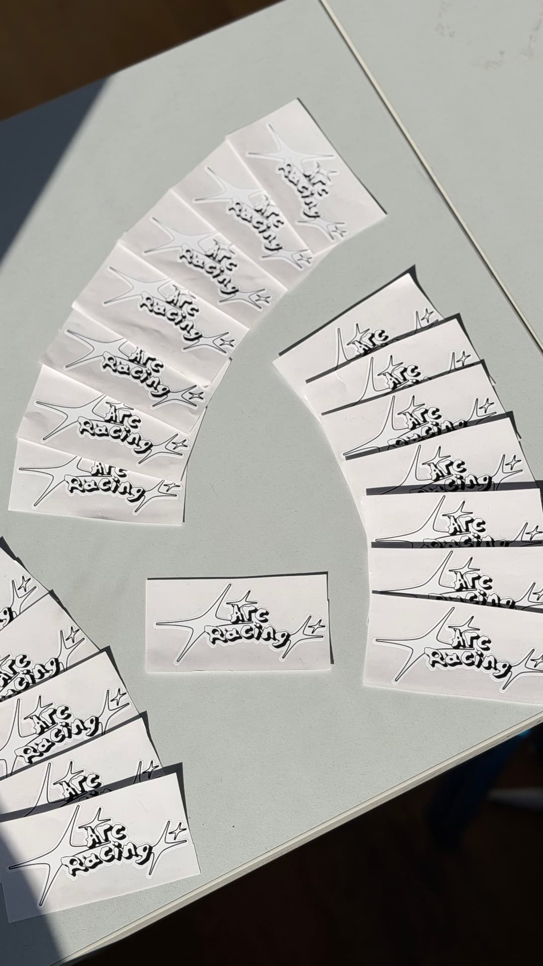 Arc Racing weatherproof die-cut sticker pack