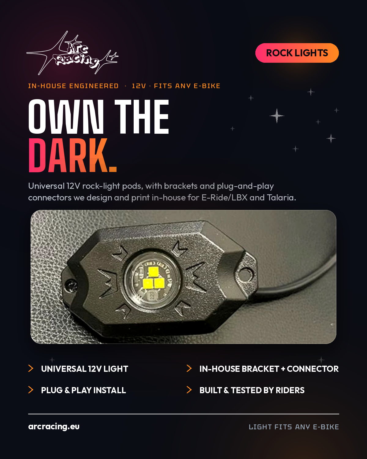 Own the Dark — Arc Racing 12V rock light pod